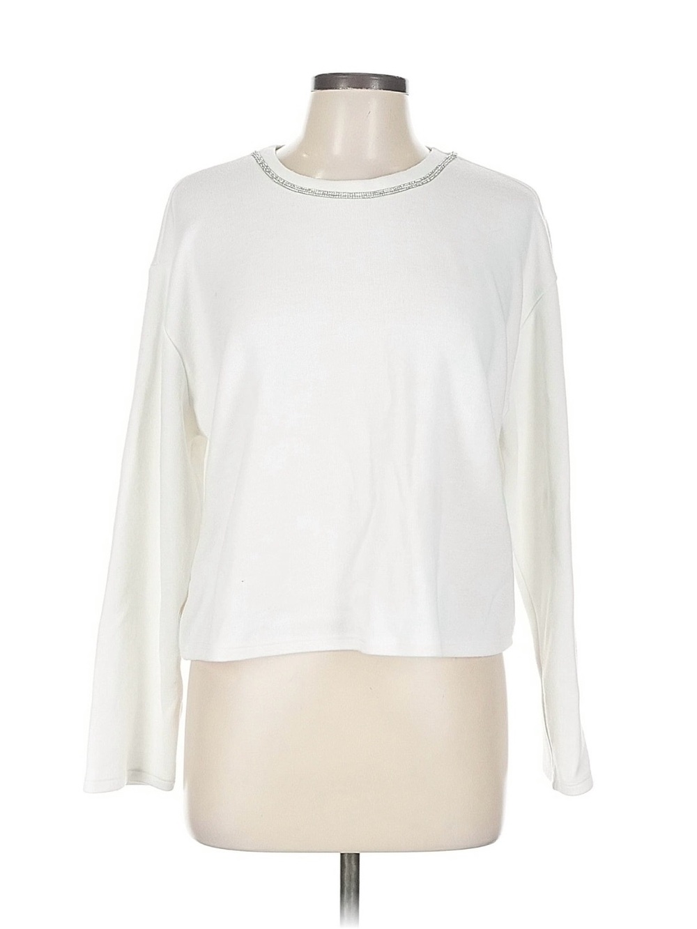 Classic White Long-Sleeve Crewneck Top